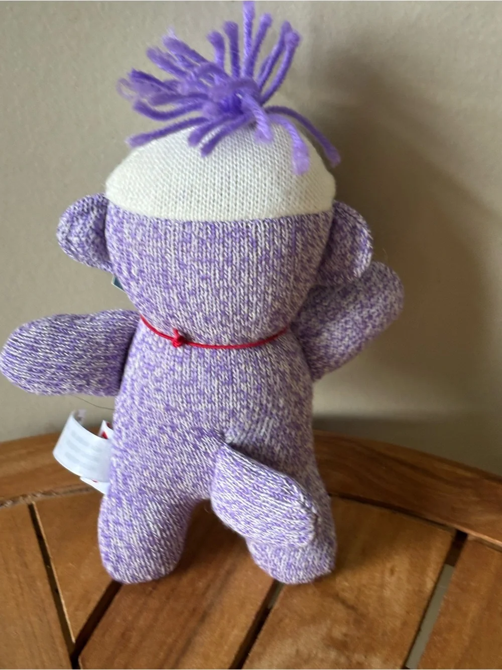 2010 Purple Sock Monkey Babies Plush Toy Knit 7.5”x6” Stuffed Animal